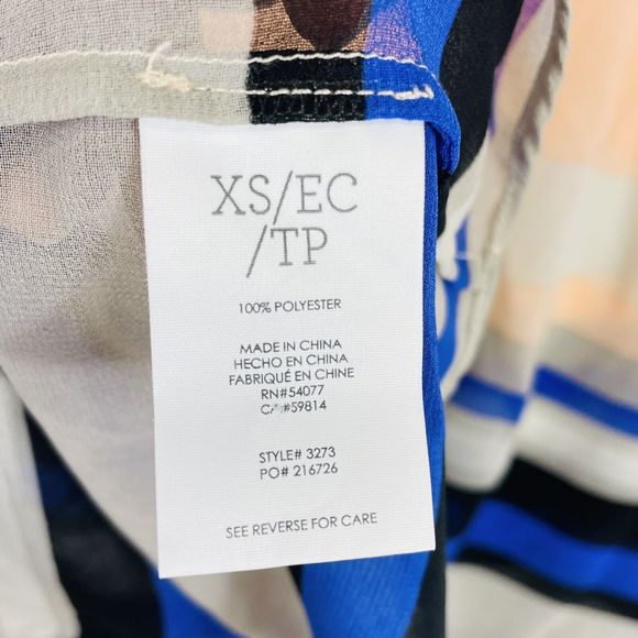 CAbi Multicolor Stripe Chiffon Sheer Wrap V-Neck Tank Top Shirt Blouse Womens XS - Picture 6 of 6